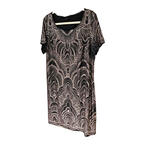 Torrid Plus Size Rose Gold Glitter Motif Print Mini Dress. SIZE 2X - Picture 7 of 14